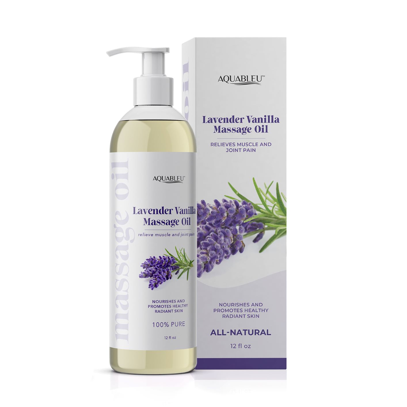 Aquableu Lavender Vanilla Massage Oil – Therapy Grade Essential Oils - At  Home Massage Therapy – Relieves Muscle and Joint Pain, Nourishes Skin,  Promotes Relaxation – 12oz 